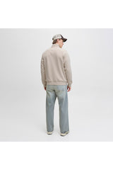 JACK&JONES JJESOHO SWEAT QUARTER ZIP HN NOOS 12278793 - Bej/ Açık Gri