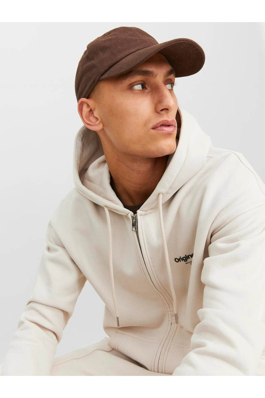 JACK&JONES JORVESTERBRO SWEAT ZIP HOOD NOOS 12241691 - Bej/ Açık Gri