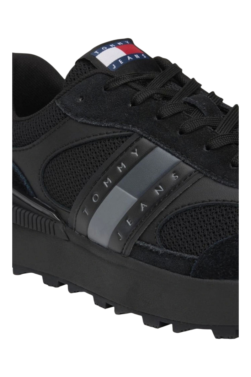 Sporline Tommy Hilfiger siyah süet ve file detaylı erkek sneaker ayakkabı
