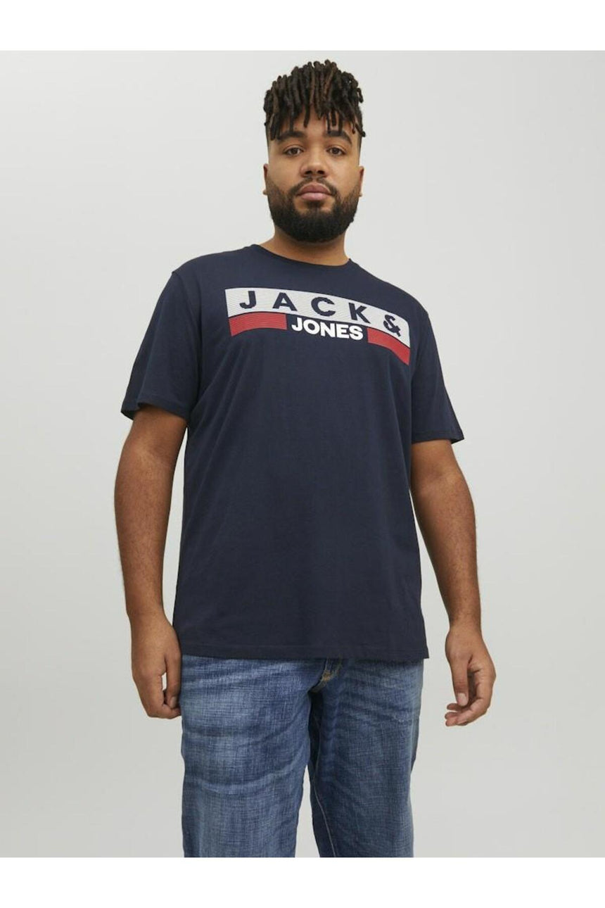 JACK&JONES PLUS JJECORP LOGO TEE SS O-NECK NOOS PLS 12158505 - Koyu Lacivert