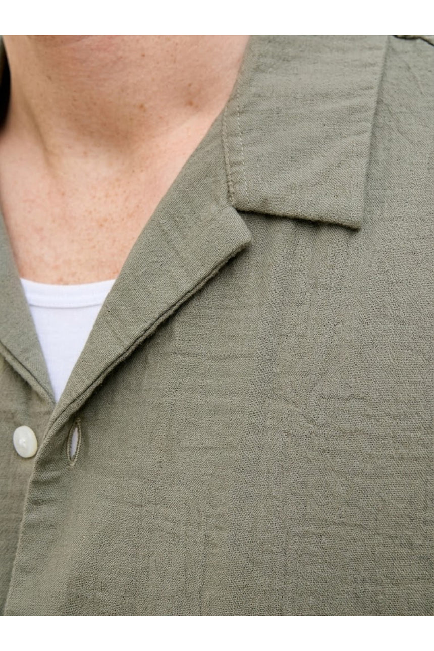 JACK&JONES JJETYSON RESORT SHIRT SS LN PLS 12289545 - Haki Yeşil