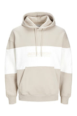 JACK&JONES JJELEGACY BLOCKING SWEAT HOOD NOOS 12256590 - Bej/ Açık Gri