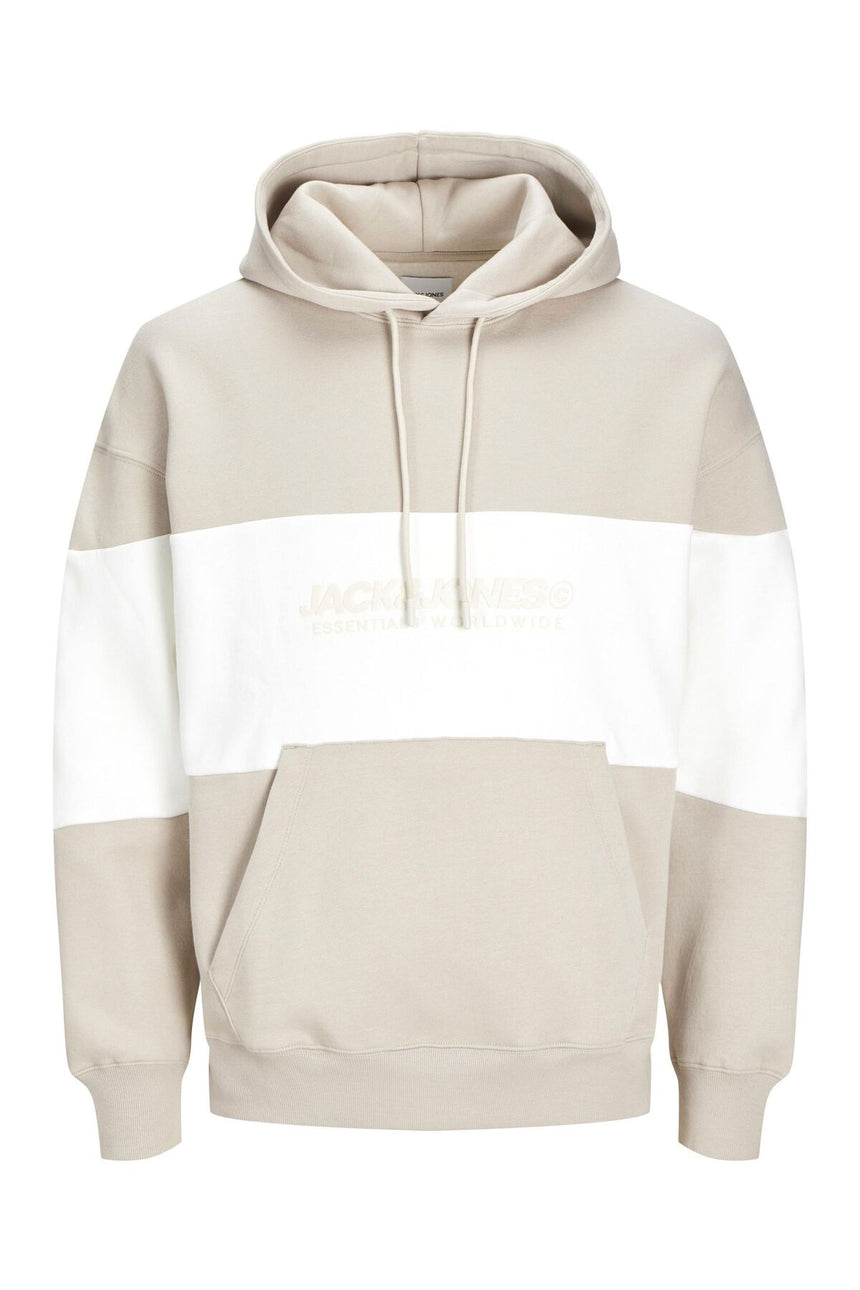 JACK&JONES JJELEGACY BLOCKING SWEAT HOOD NOOS 12256590 - Bej/ Açık Gri