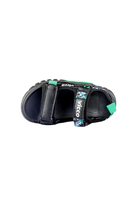 Sporline Vicco siyah renkli, microfiber ve tekstil malzemeden üretilmiş cırt cırtlı çocuk sandalet