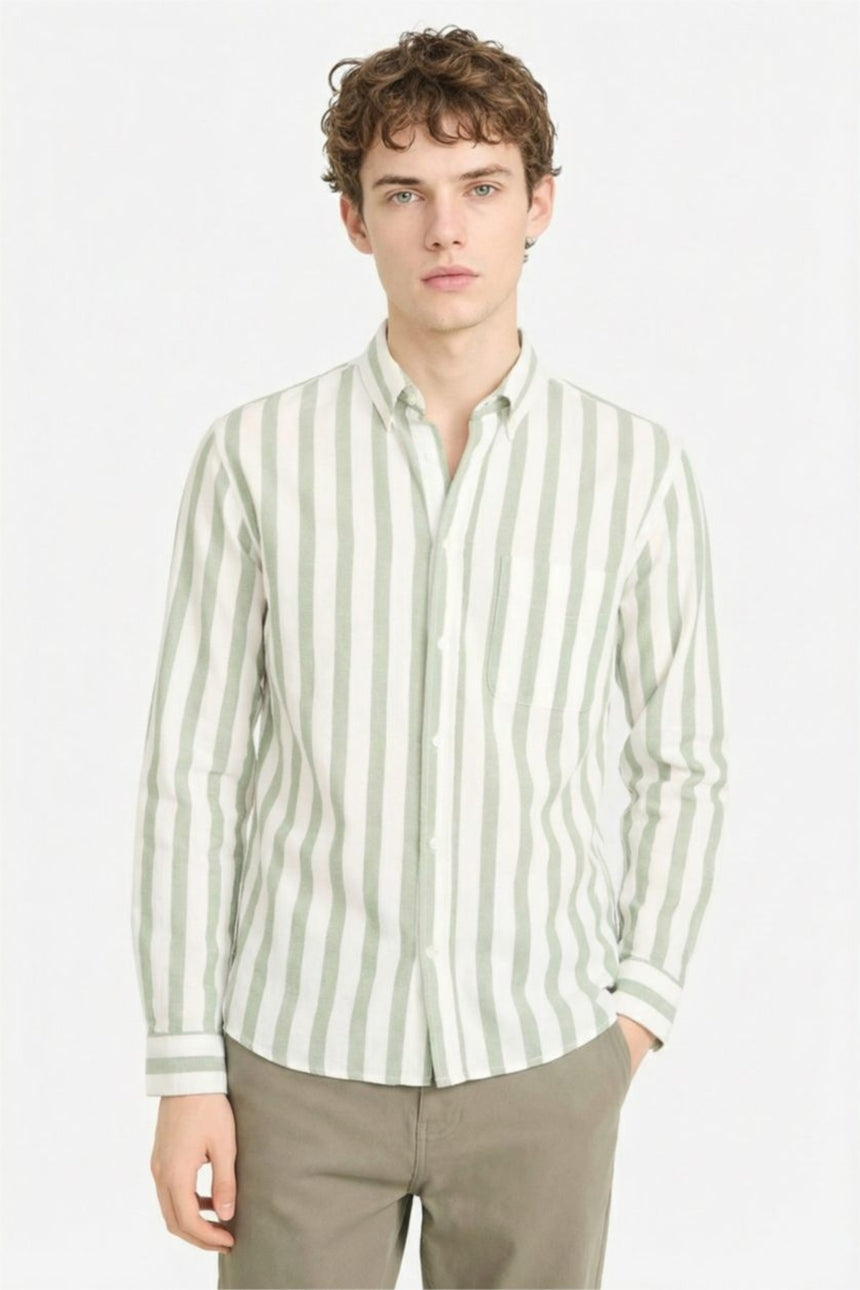 Defacto Erkek Long Sleeve Shirt D6114AX - Açık Yeşil