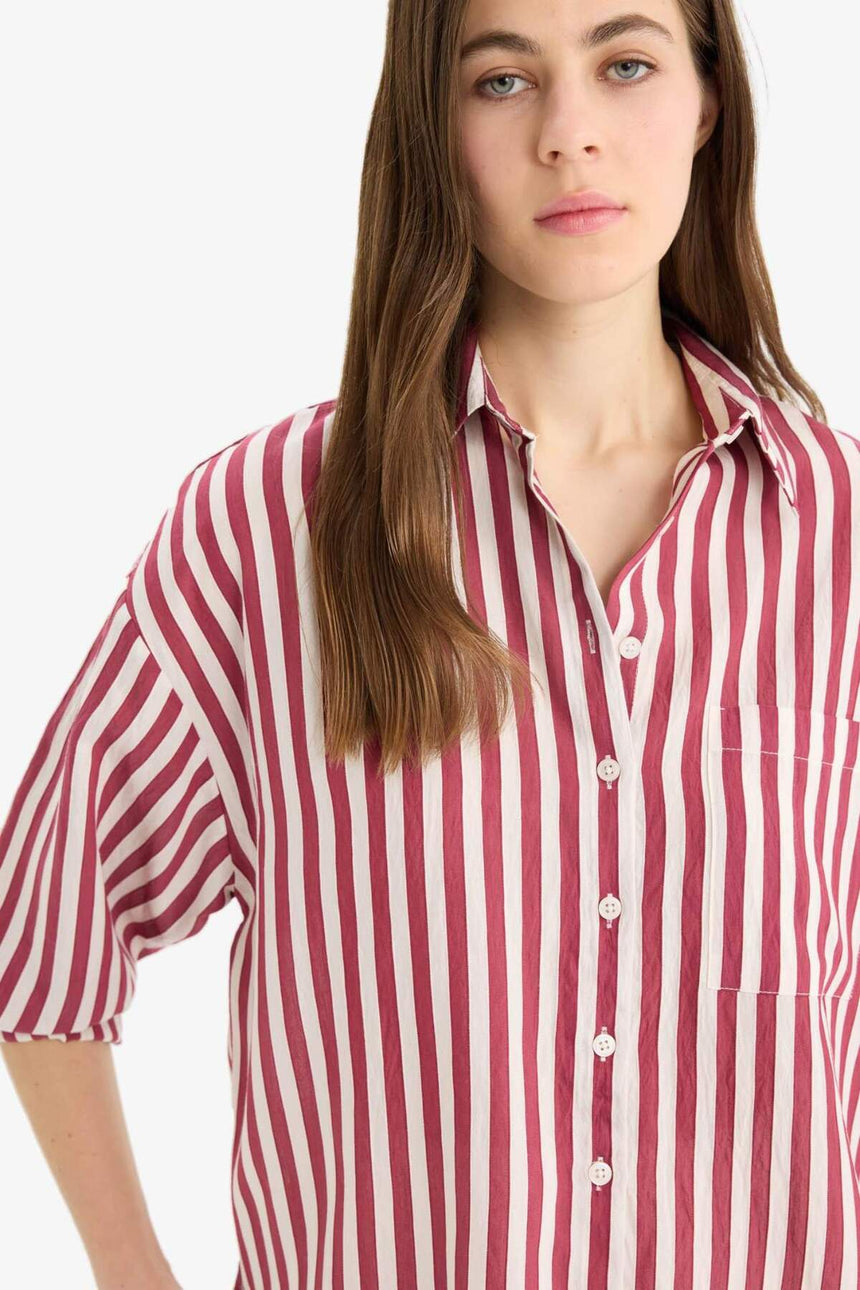 Defacto Kadın Long Sleeve Shirt E6585Ax - Bordo