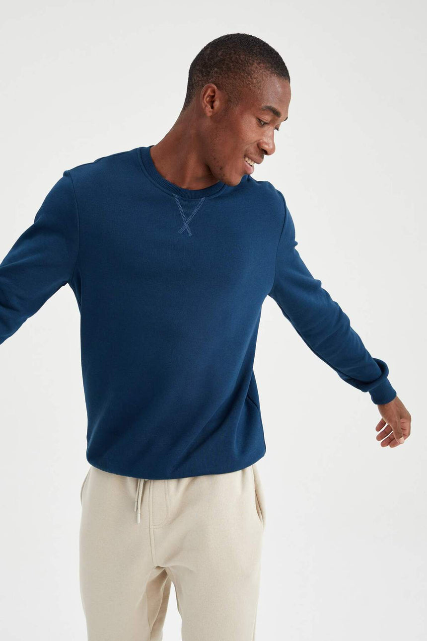 Defacto Erkek Sweat Shirt T3777Az - Koyu Lacivert