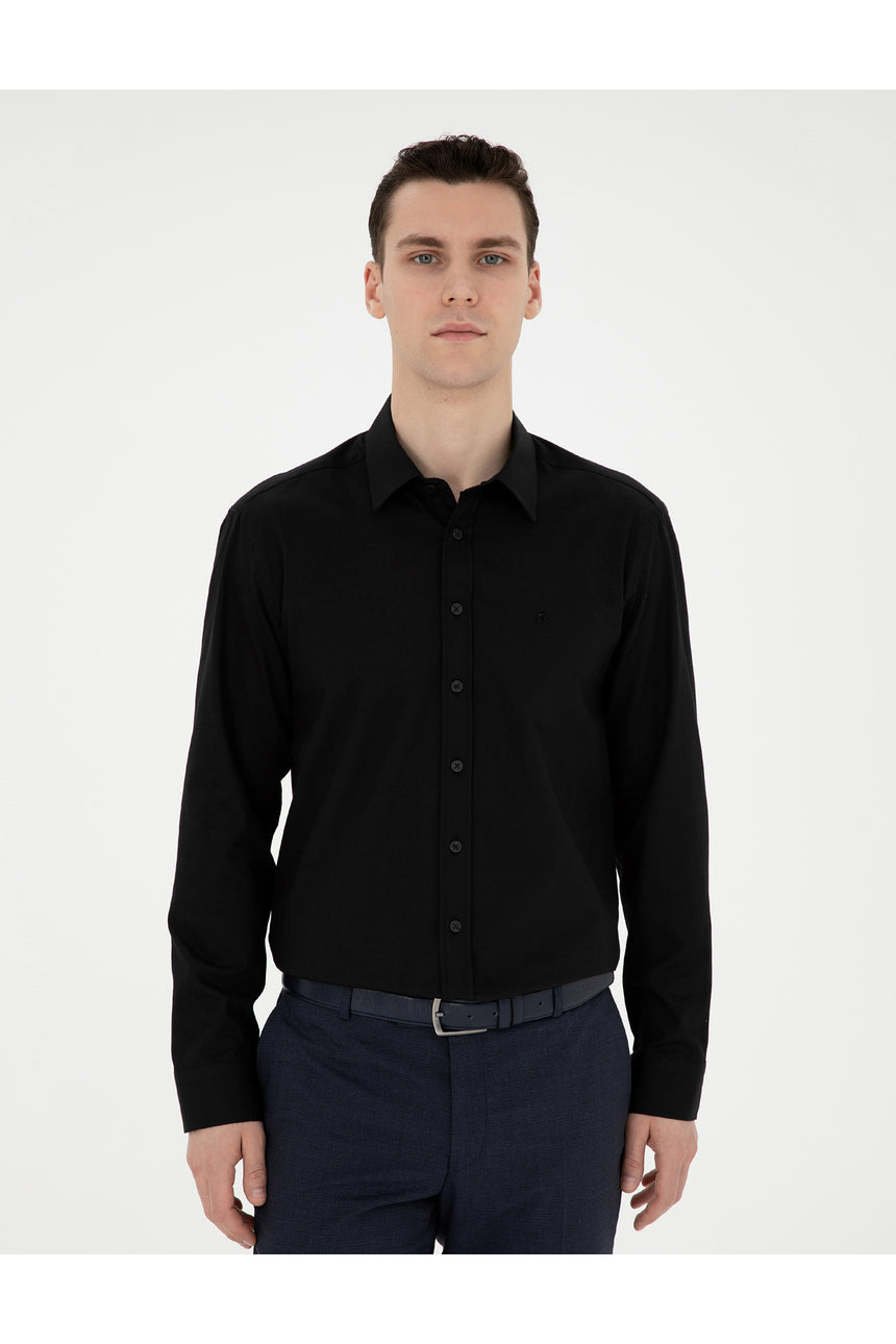 pierre cardin erkek dokuma gömlek 1833516 - Siyah