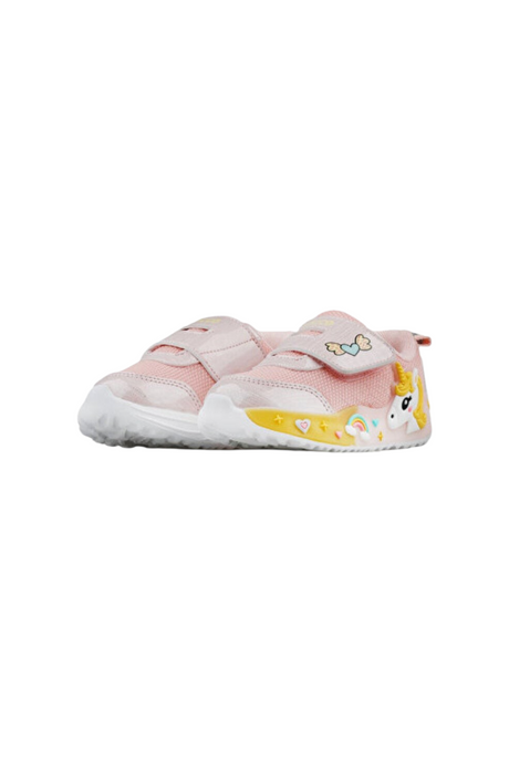 Sporline Vicco pudra pembe çocuk sneaker, tek boynuzlu at desenli suni deri ve tekstil günlük spor ayakkabı
