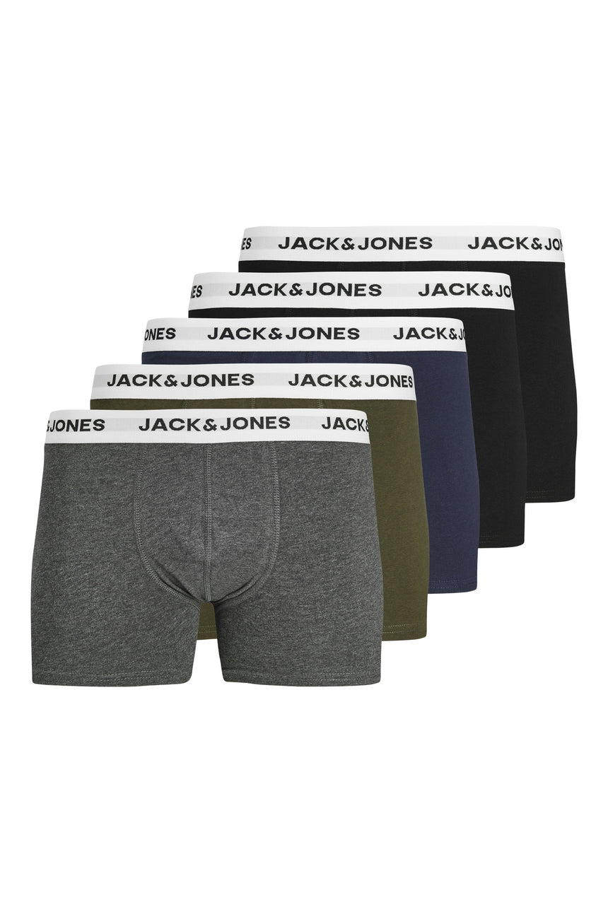 JACK&JONES JACBASIC WHITE WB TRUNKS 5 PACK NOOS 12214455 - Koyu Haki