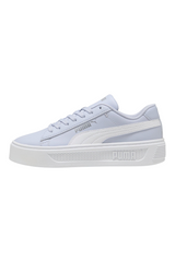 Sporline Puma Smash Platform v3 lila renkli, beyaz tabanlı ve gümüş detaylı unisex spor ayakkabı