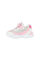 Sporline Vicco beyaz ve pembe detaylı, simli yüzeyli, cırt cırtlı çocuk sneaker ayakkabı