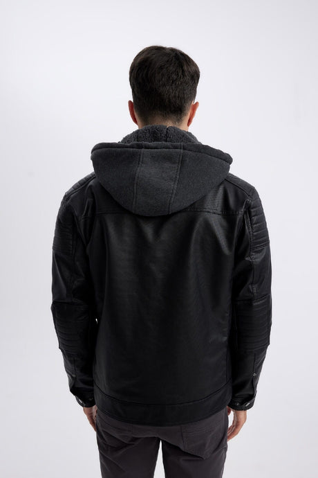 Defacto Erkek Pu Mont N9693Az - Siyah