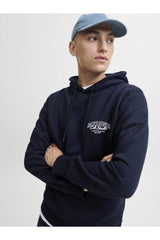 JACK&JONES JJMAKOTO SWEAT HOOD 12278606 - Koyu Mavi