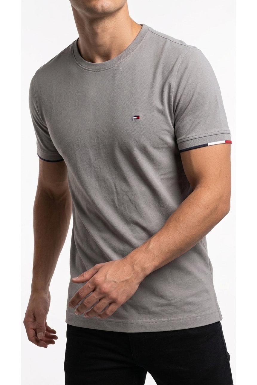 Tommy Hilfiger Erkek JD FLAG CUFF TEE MW0MW41300 - Bej/ Gri