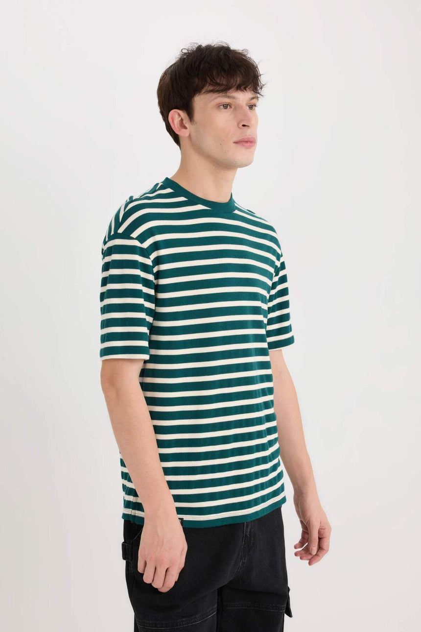 DeFacto Erkek Comfort T-Shirt B5910AX - Koyu Yeşil
