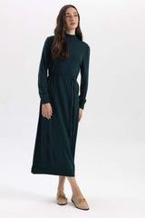 Defacto Kadın Long Sleeve Trico Dress A9807Ax - Yeşil