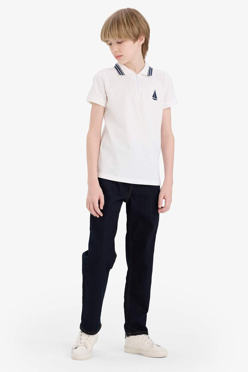 Defacto Çocuk Short Sleeve Polo T-Shirt D8091A8 - Beyaz