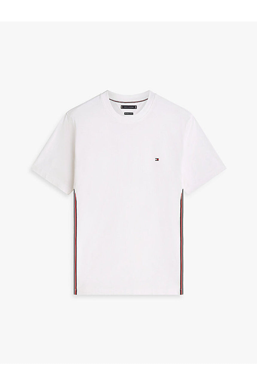 Tommy Hilfiger Erkek GLOBAL STRIPE TEE MW0MW42393YBR - Beyaz