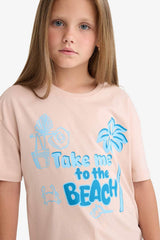 Defacto Çocuk Short Sleeve T-Shirt E0389A8 - Pembe