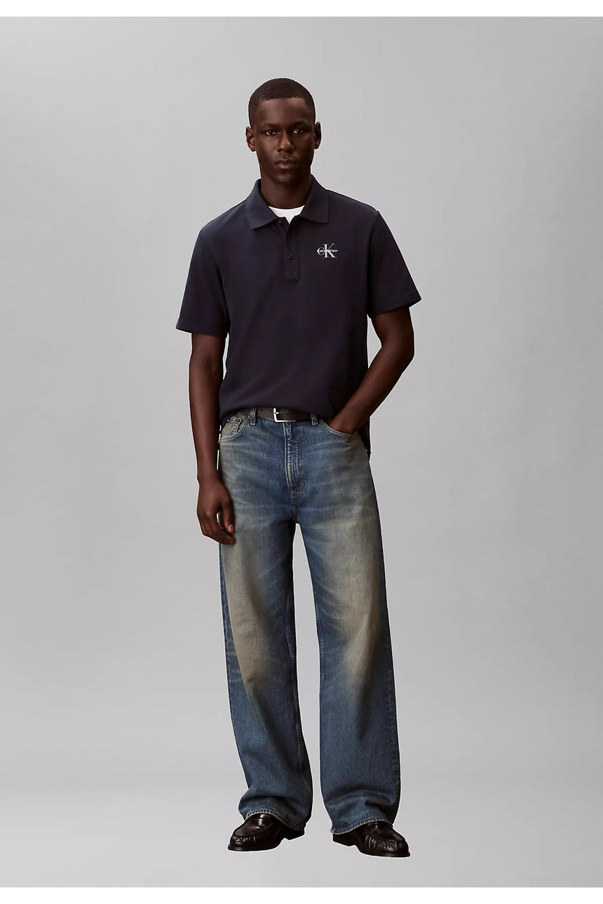 Calvin Klein Erkek SS EZ MONOLOGO CASUAL PIQUE POLO LV04RF209G - Mavi