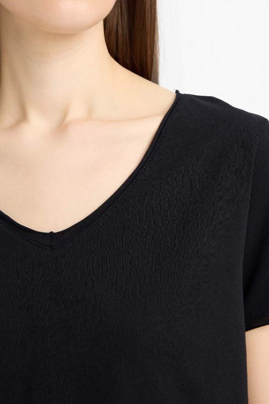 Defacto Kadın Short Sleeve T-Shirt K1507Az - Siyah
