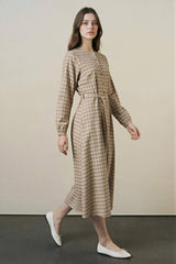 Defacto Kadın Long Sleeve Woven Dress G6019AX - Açık Kahve