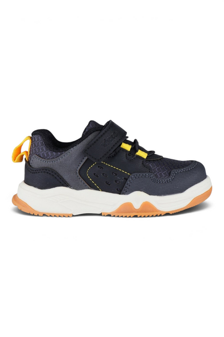 Sporline Vicco siyah renkli, tekstil malzemeden üretilmiş, sarı detaylı çocuk sneaker ayakkabı