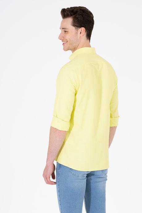 US POLO ASSN ERKEK DOKUMA GÖMLEK 1571130 - Sarı