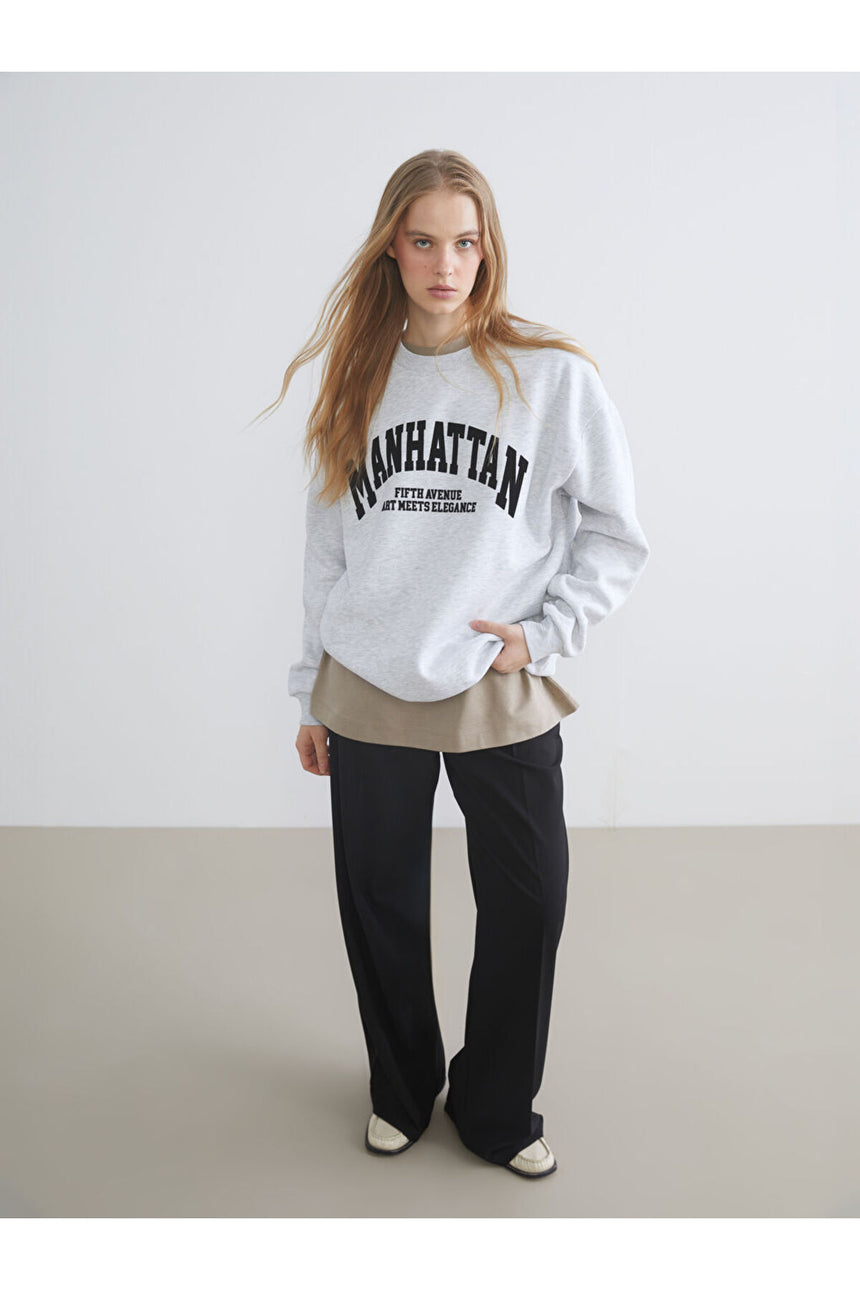 LC Waikiki Kadın Sweatshirt W5KP59E8 - Açık Gri