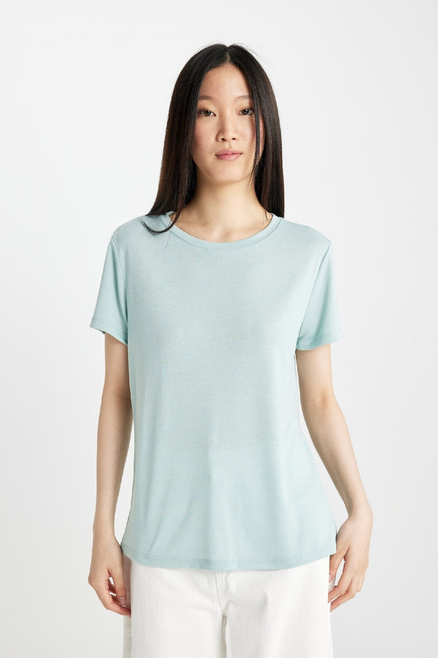 Defacto Kadın Short Sleeve T-Shirt W7299Az - Vizyon