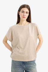 Defacto Kadın Short Sleeve T-Shirt C8807Ax - Açık Kahverengi