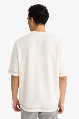 DeFacto C0147AX Erkek T-Shirt - Ekru