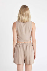 Defacto Kadın Sleeveless Shirt A6858Ax - Gri/ Kahverengi