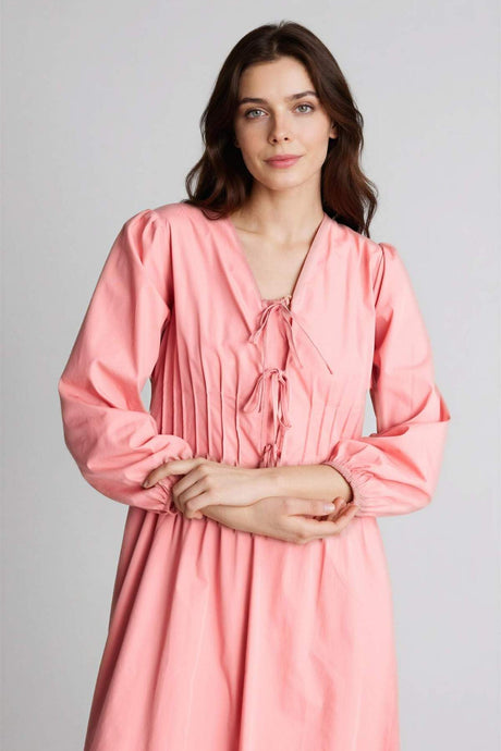 Defacto Kadın Long Sleeve Woven Dress G0015AX - Gül Kurusu