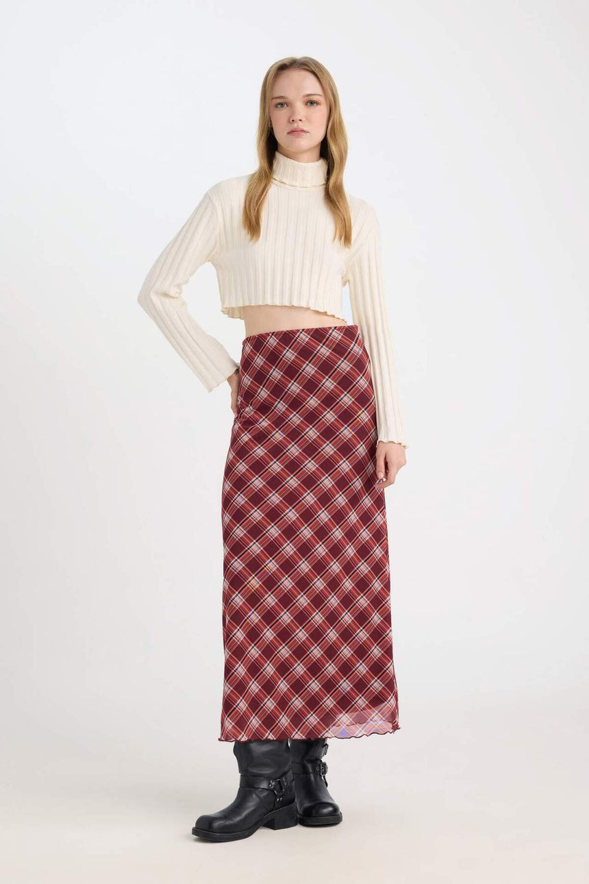 Defacto Kadın Knitted Skirt E1232AX - Bordo