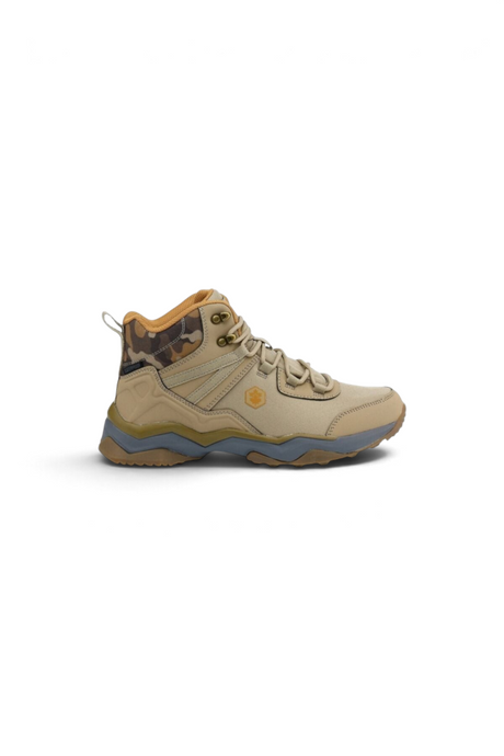 Sporline Lumberjack Brandon HI bej suni deri erkek bot, kamuflaj detaylı ve tırtıklı tabanlı outdoor tasarım