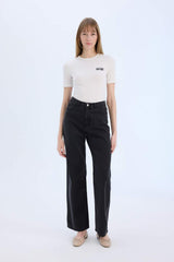 Defacto Kadın Short Sleeve T-Shirt E5068Ax - Ekru