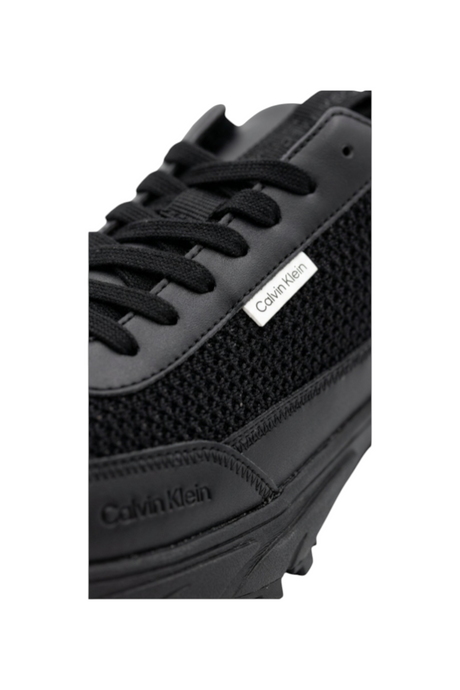 Sporline Calvin Klein siyah erkek sneaker, polyester file detaylı ve yan kısmında marka logolu modern tasarım.