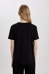 DeFacto Kadın Kısa Kollu T-Shirt W9584AZ - Siyah