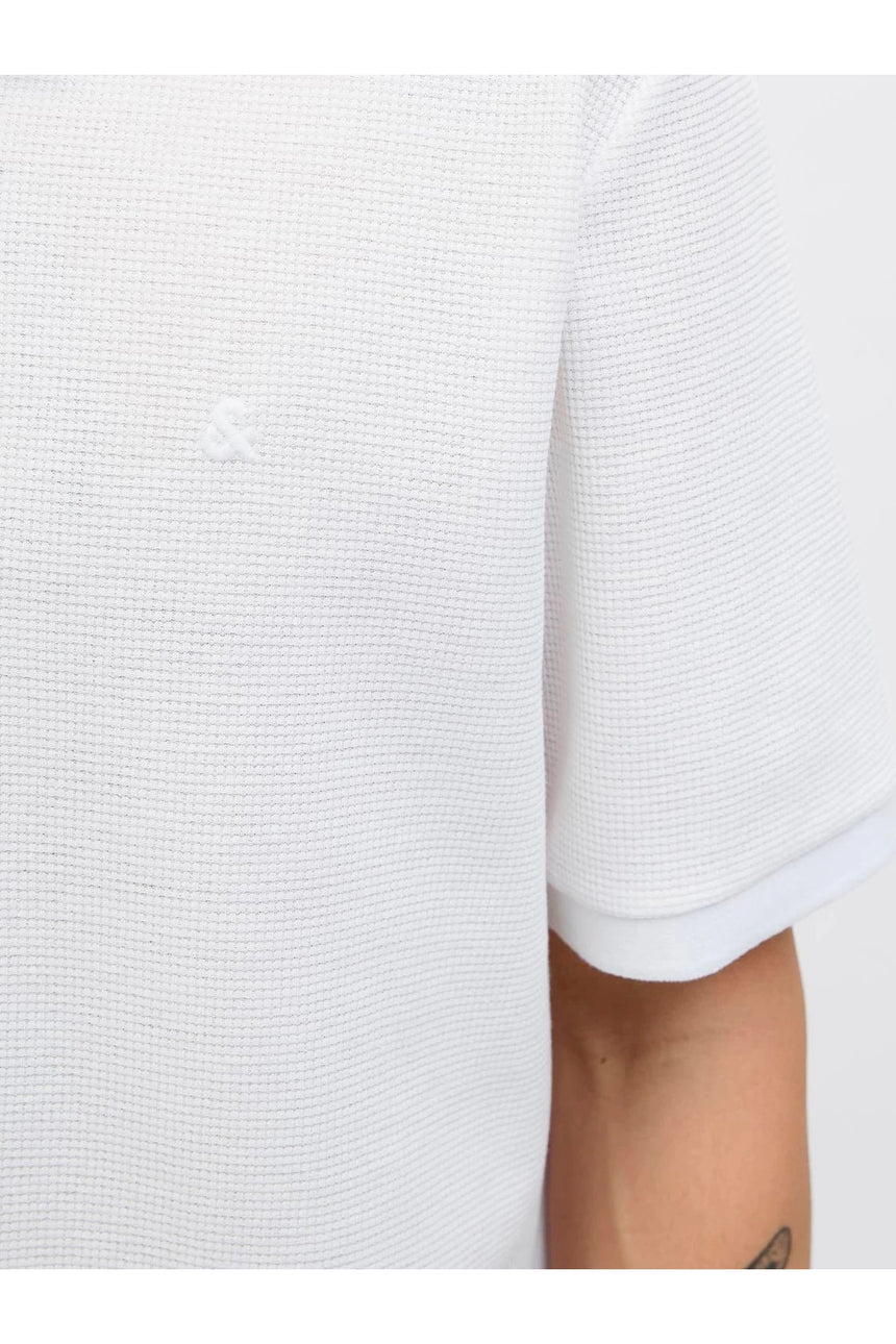 JACK&JONES JJEAUSTIN ZIP POLO SS NOOS 12279177 - Beyaz