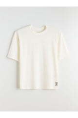 LC Waikiki Erkek Kısa Kollu Oversize T-Shirt W5KD03C8 - Ekru