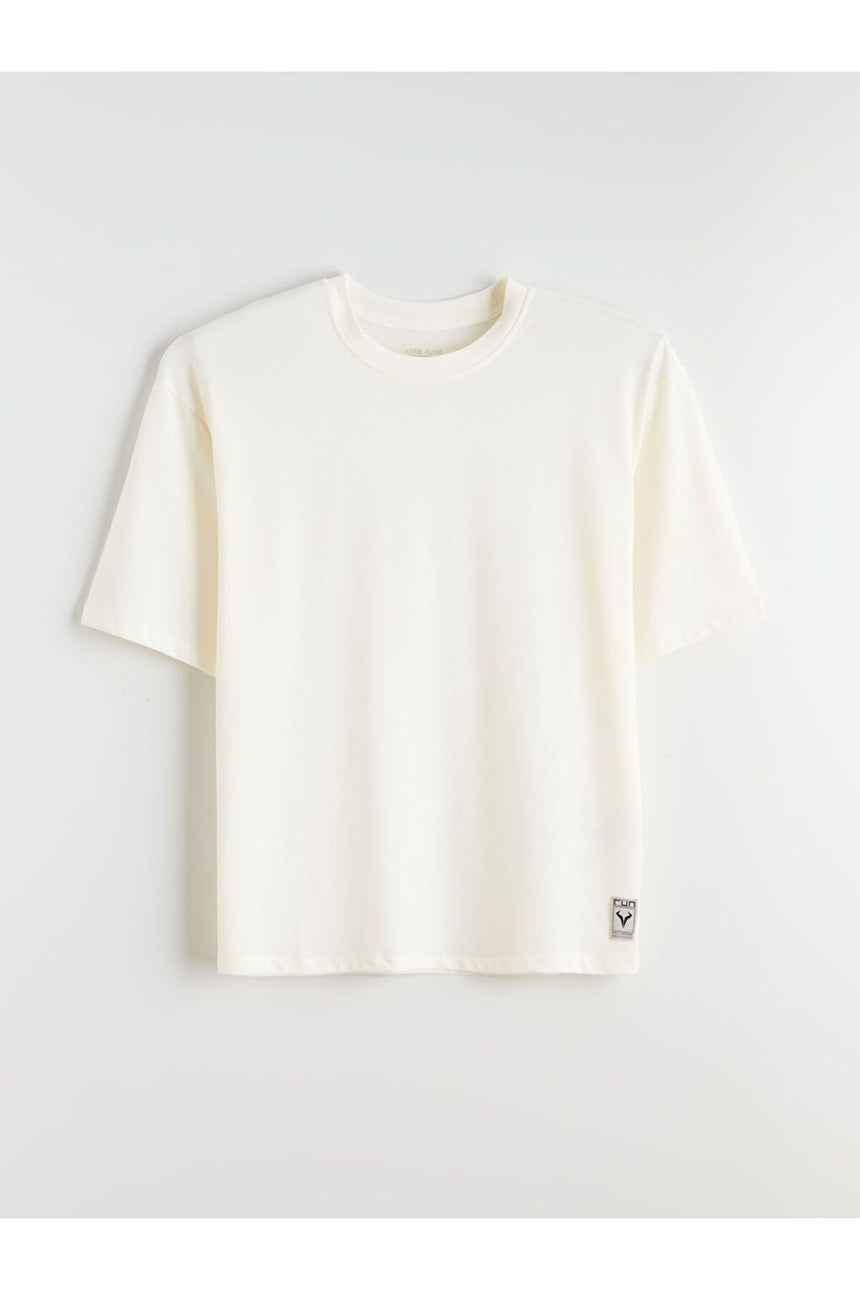 LC Waikiki Erkek Kısa Kollu Oversize T-Shirt W5KD03C8 - Ekru