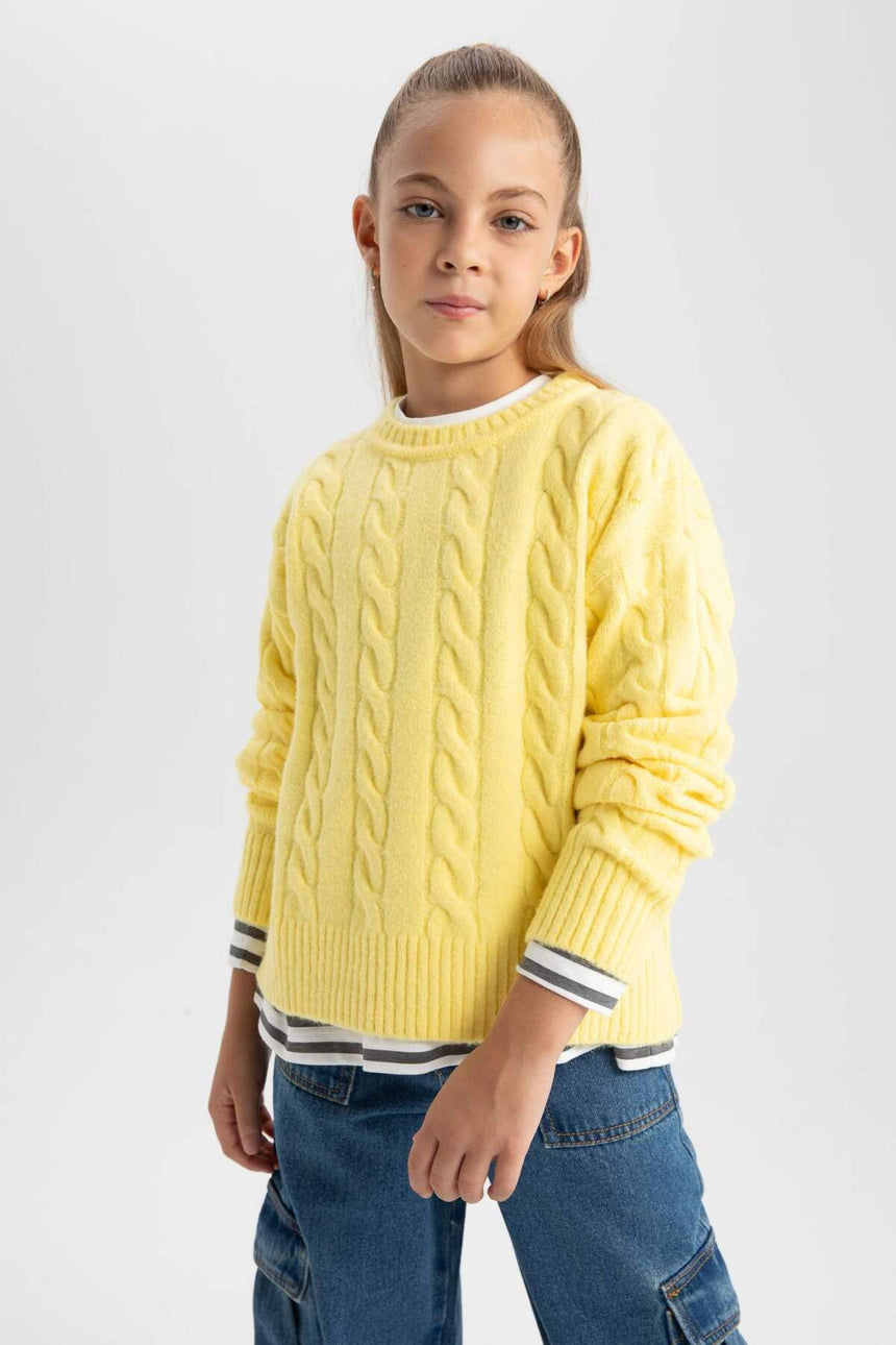 Defacto Çocuk Pullover B1556A8 - Açık Sarı