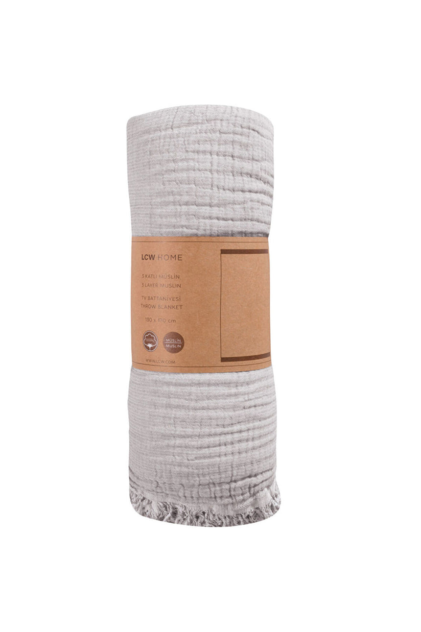 LCW HOME S60040R8 BAT,MUSLINDUZ-THROW - Gri