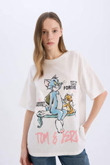 Defacto Kadın Short Sleeve T-Shirt D9130Ax - Kırık Beyaz