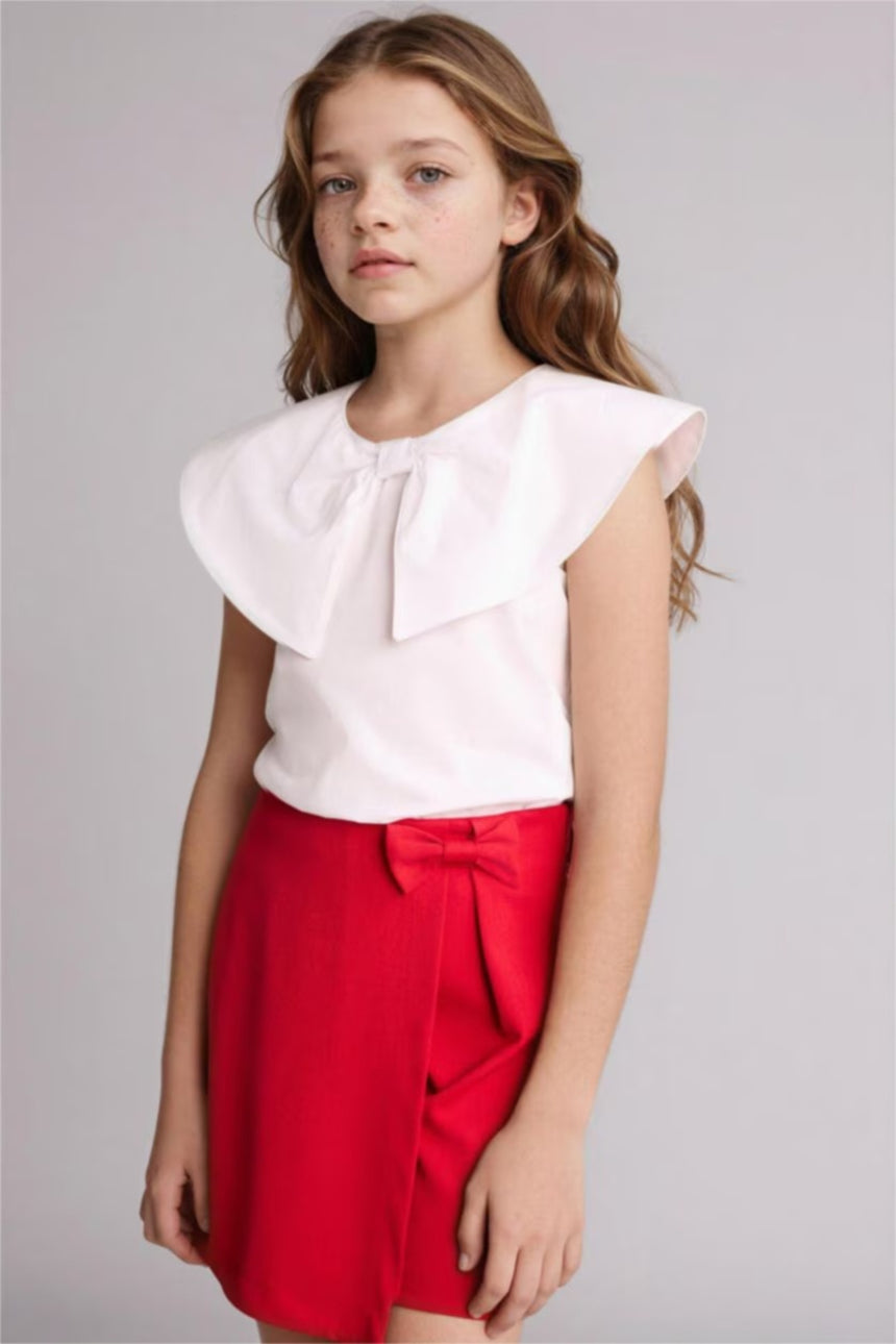 Defacto Çocuk Short Sleeve Blouse H0149A8 - Beyaz
