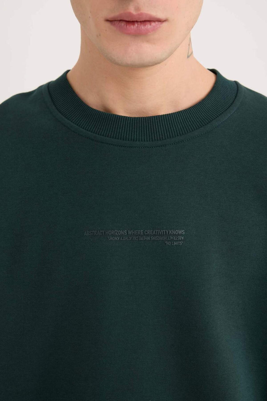 Defacto Erkek Sweat Shirt X8282Az - Koyu Yeşil
