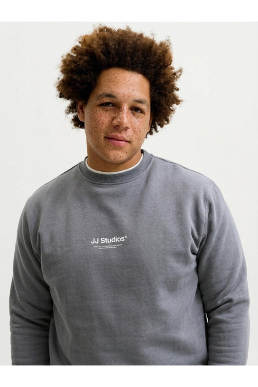 JACK&JONES PLUS JJESOHO SWEAT CREW NECK NOOS PLS 12284682 - Koyu Gri