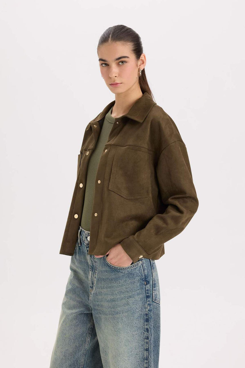 Defacto Kadın Long Sleeve Shirt B2983AX - Koyu Yeşil